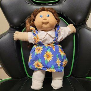 Vintage 1986 Girl Brown Corn Silk Hair Blue Eyes Cabbage Patch Kid CPK